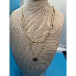 Kendra Scott Ari Heart Multi Strand Necklace Gold Tone Layered Satellite Chain
